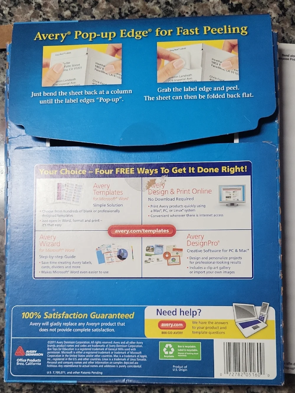 Avery Easy Peel White Address Labels - 5160, Laser 56 sheets 1